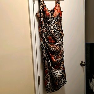 Leapord and flower print dress
